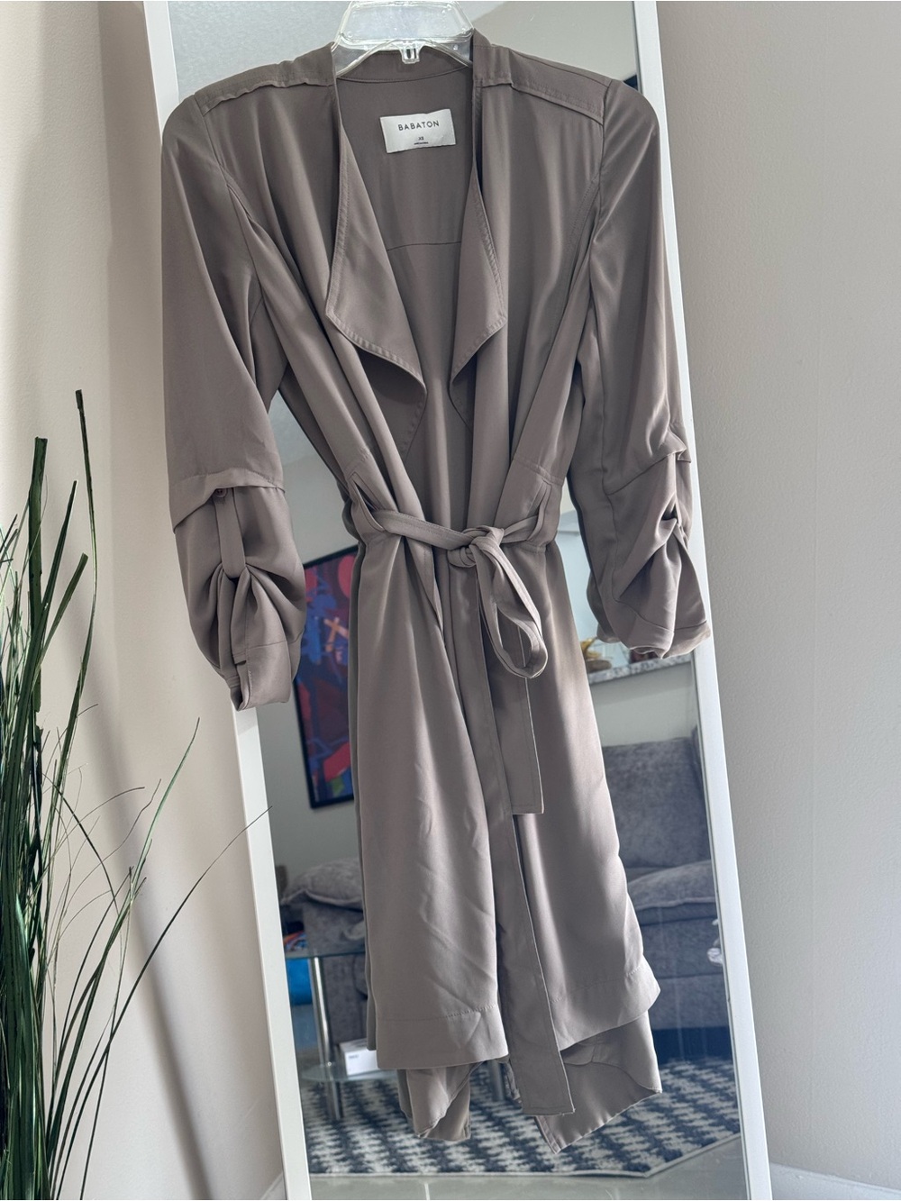 Aritzia Babaton Quincey Jacket Lightweight Draped Trench Coat Size XS